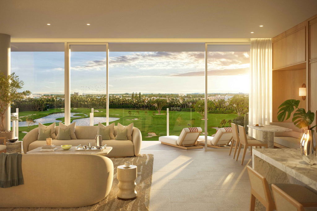 The Residences at Shell Bay by Auberge Resorts Collection has a beautiful golf course view from the Great Room