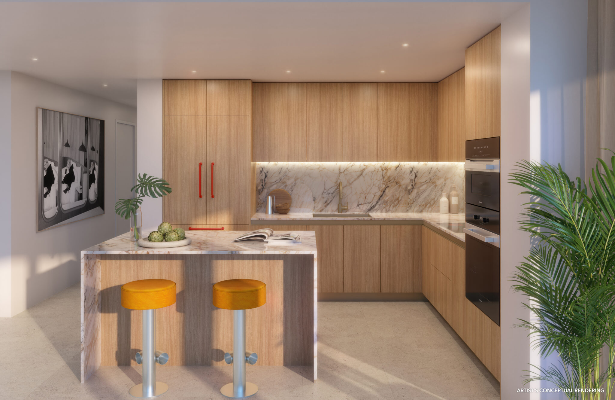 Rendering of a kitchen with Italkraft cabinetry and Miele appliances