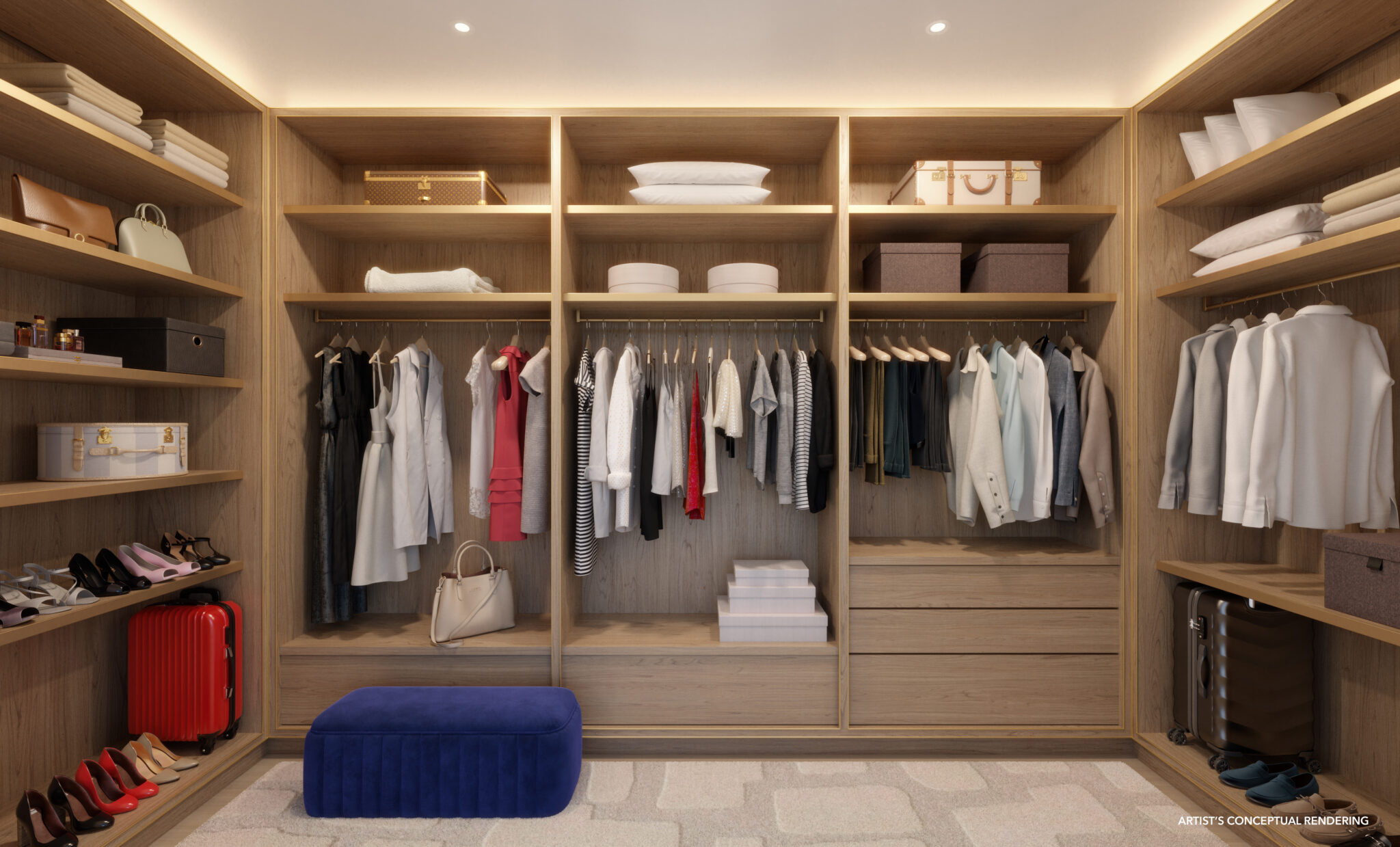 Rendering of a penthouse walk-in closet