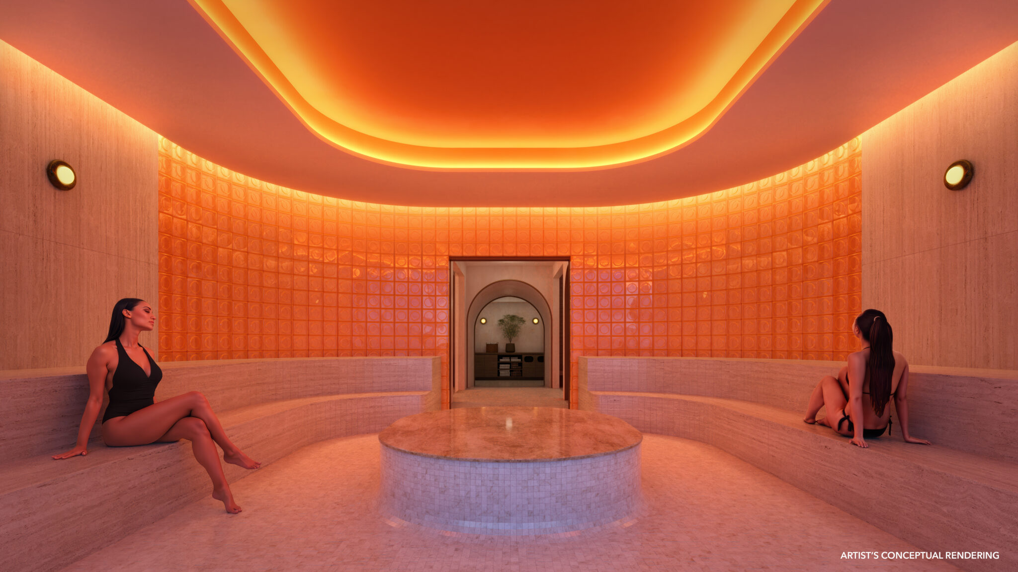 Rendering of the hammam at The Standard Wellness Spa