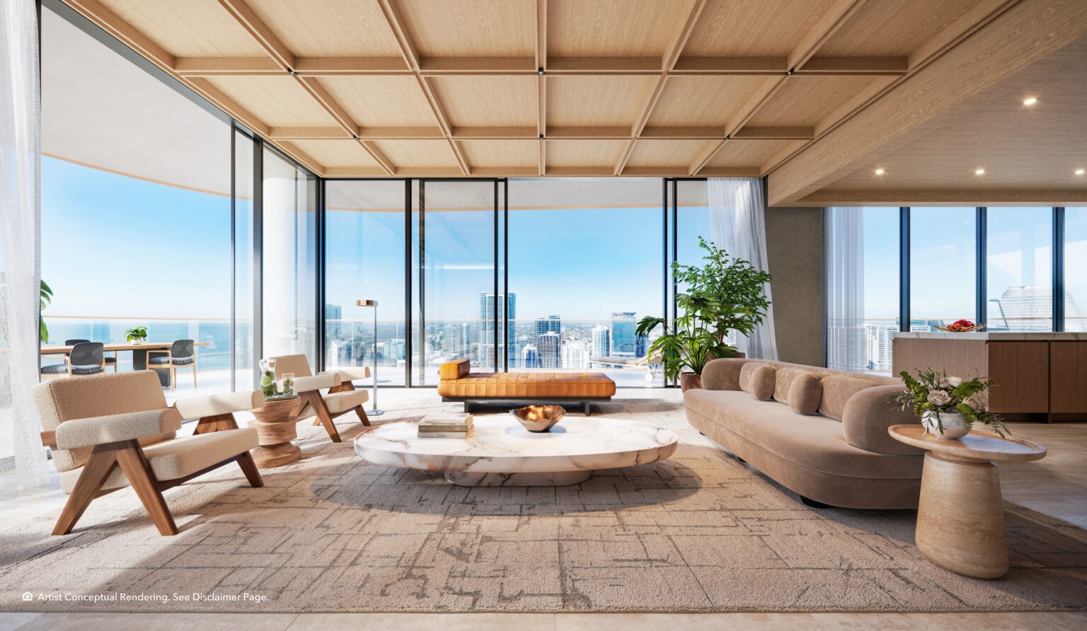 Great room in a South Tower residence with interiors by Tristan Auer