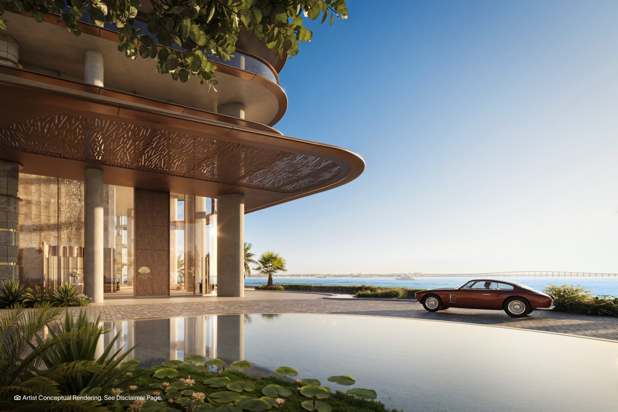 Porte-cochere arrival at the South Tower, The Residences at Mandarin Oriental, Miami