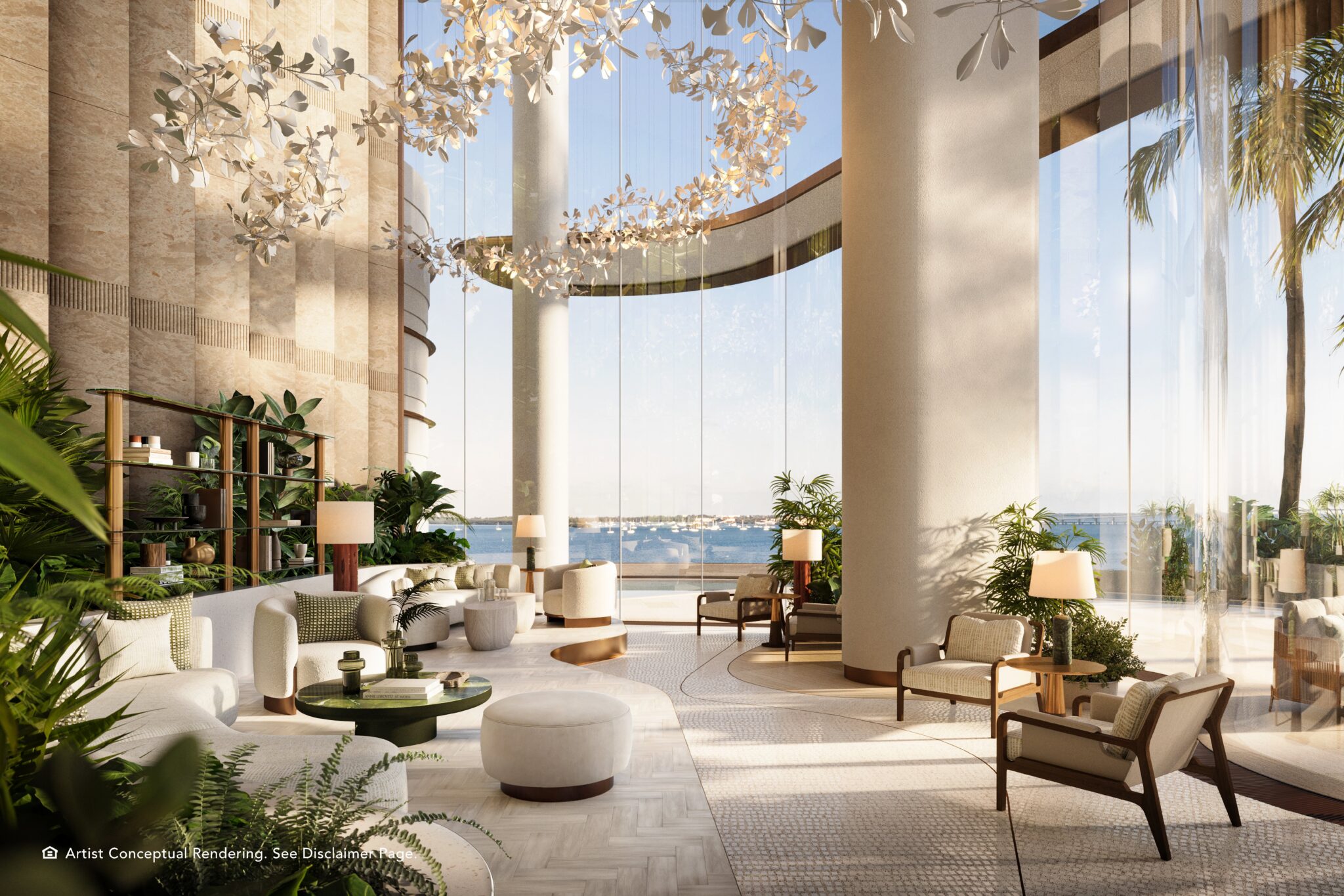 South Tower lobby at The Residences at Mandarin Oriental, Miami on Brickell Key