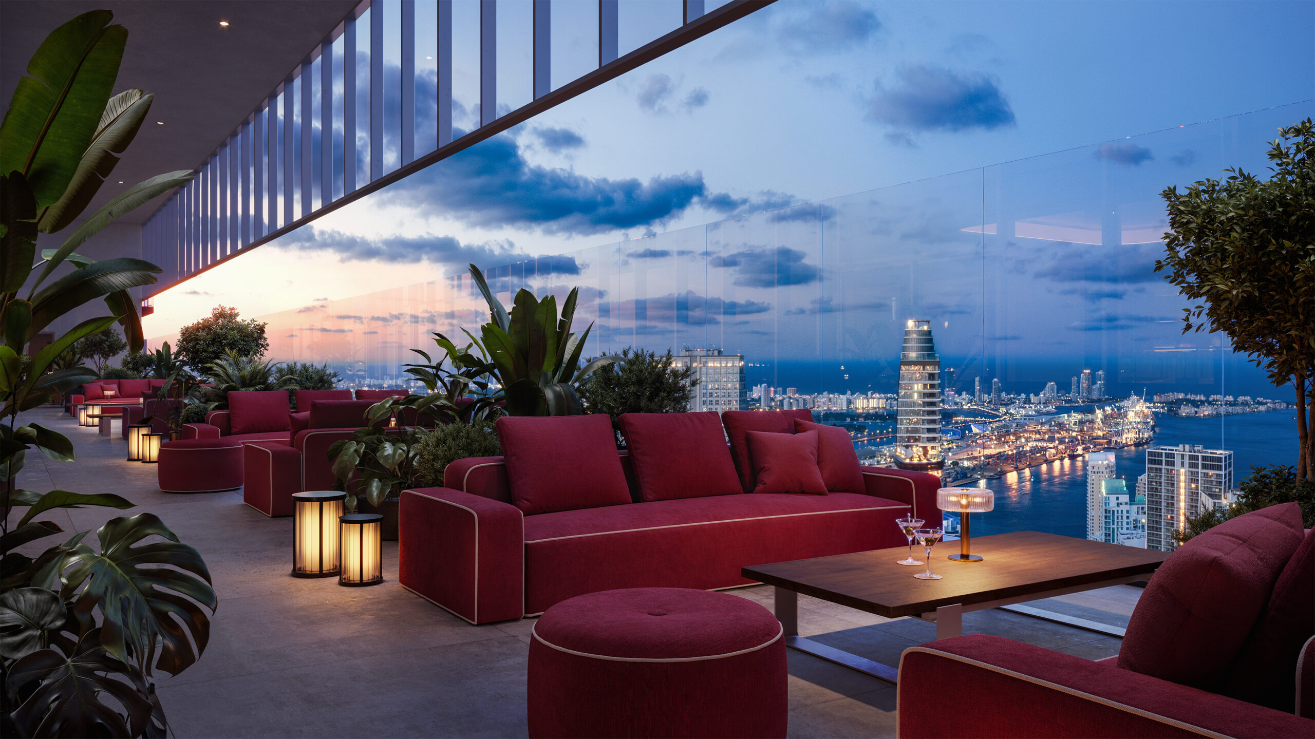 Faena Residences Miami Terrace Night scaled