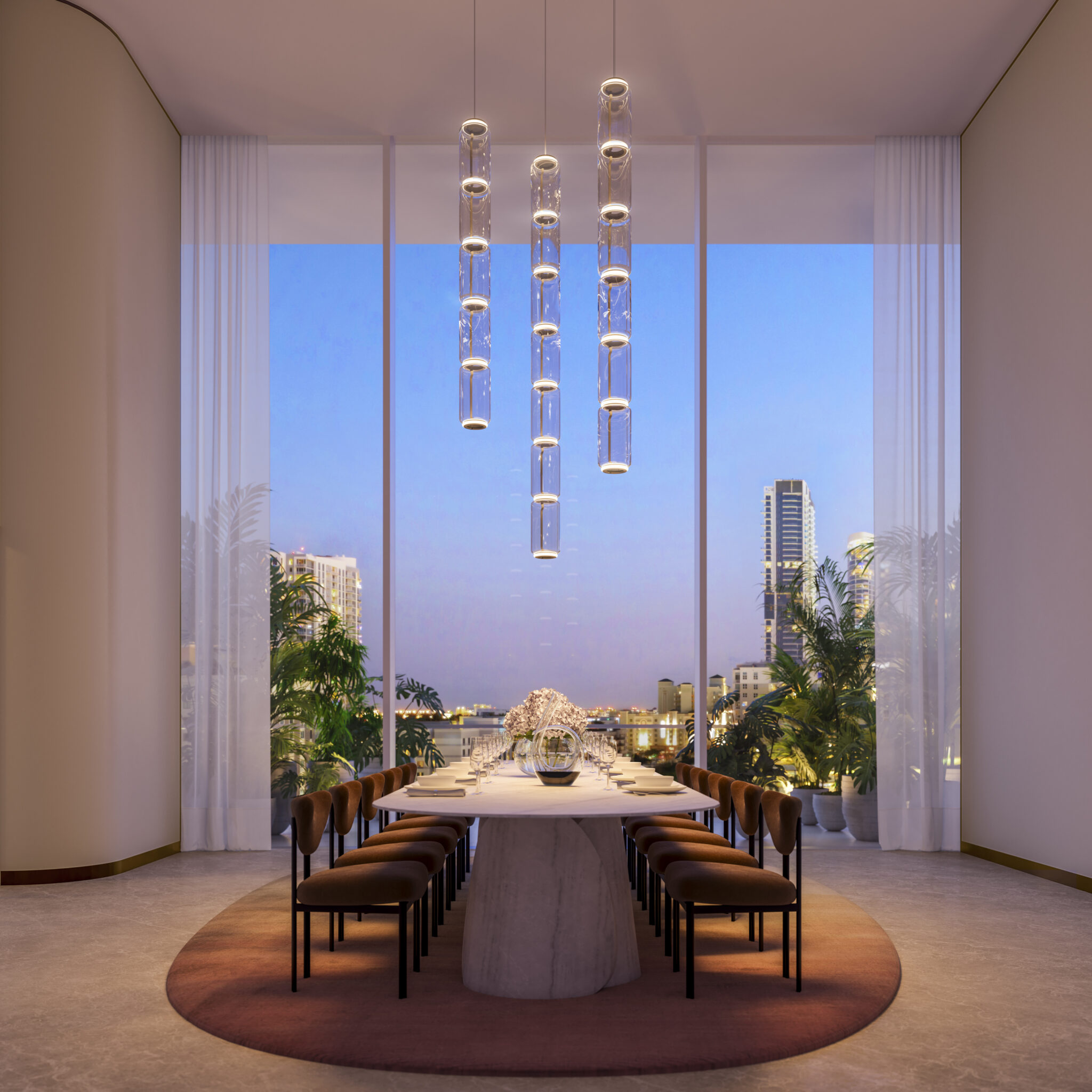 Rendering of the private dining room at Viceroy Residences Fort Lauderdale