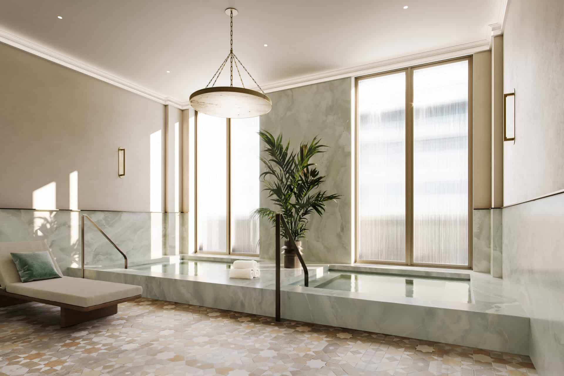 Rendering of the spa water therapy pools