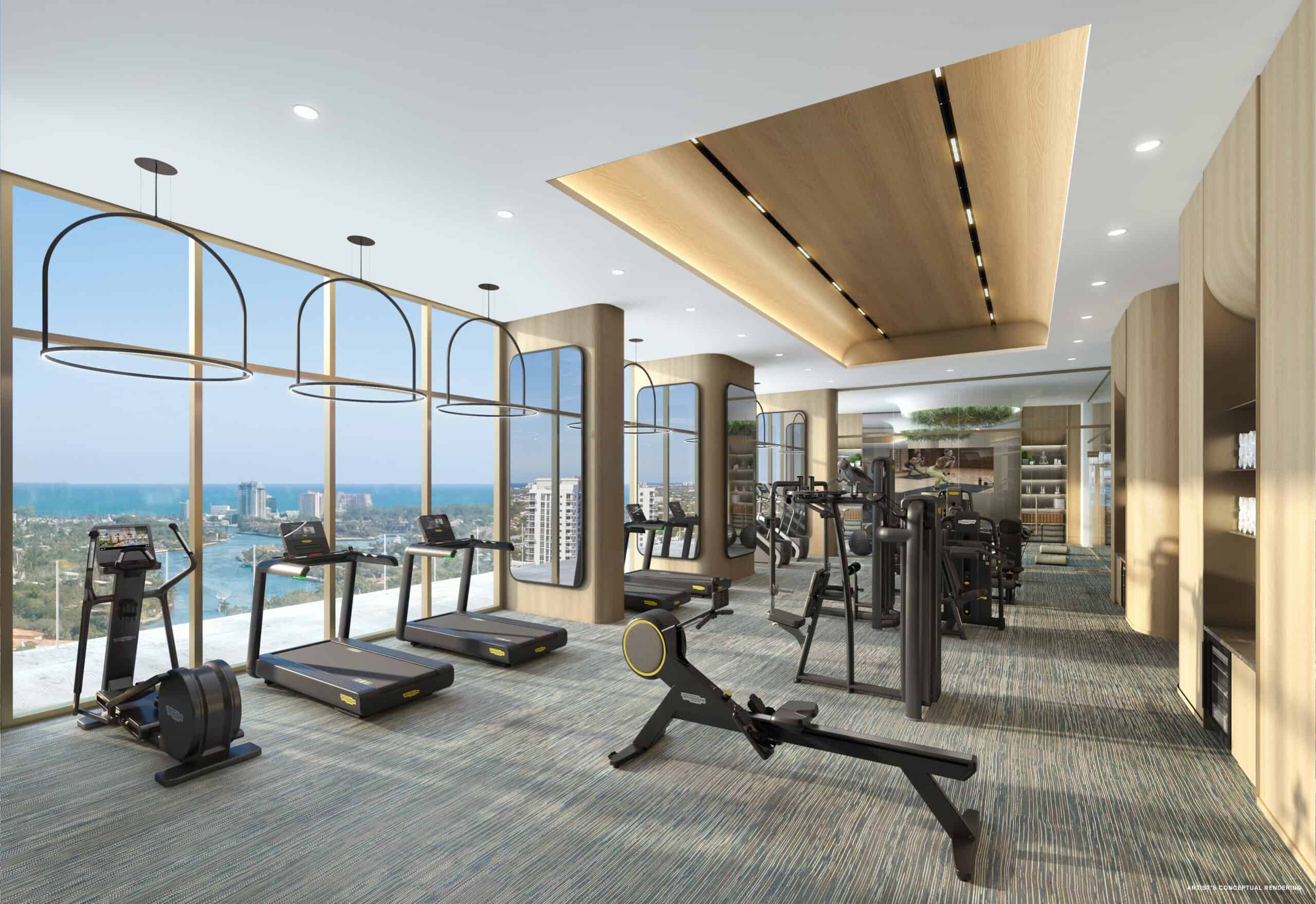 Fitness center with Pilates and yoga studios at Andare Residences