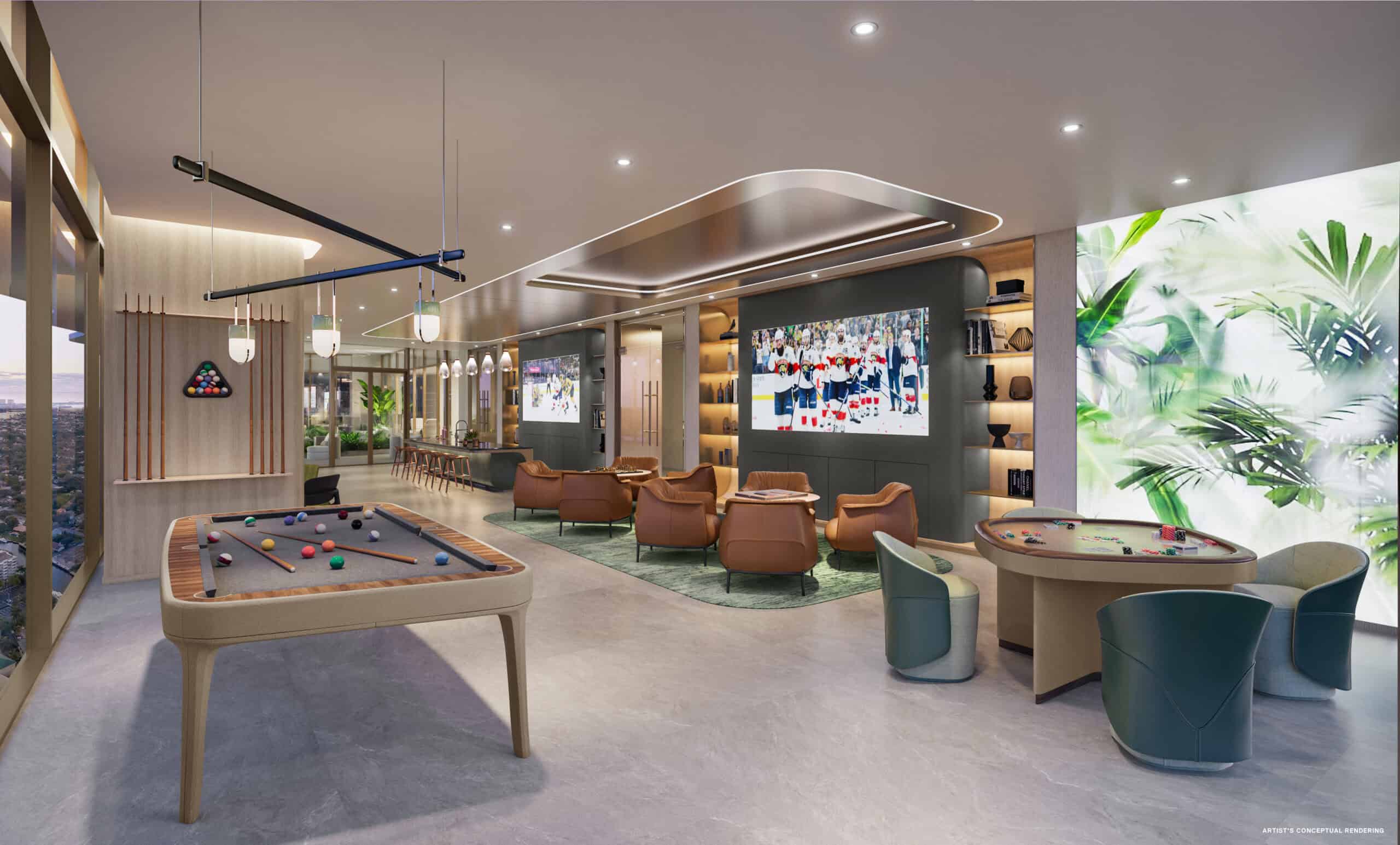 Sports and game lounge with billiards and bar at Andare Residences
