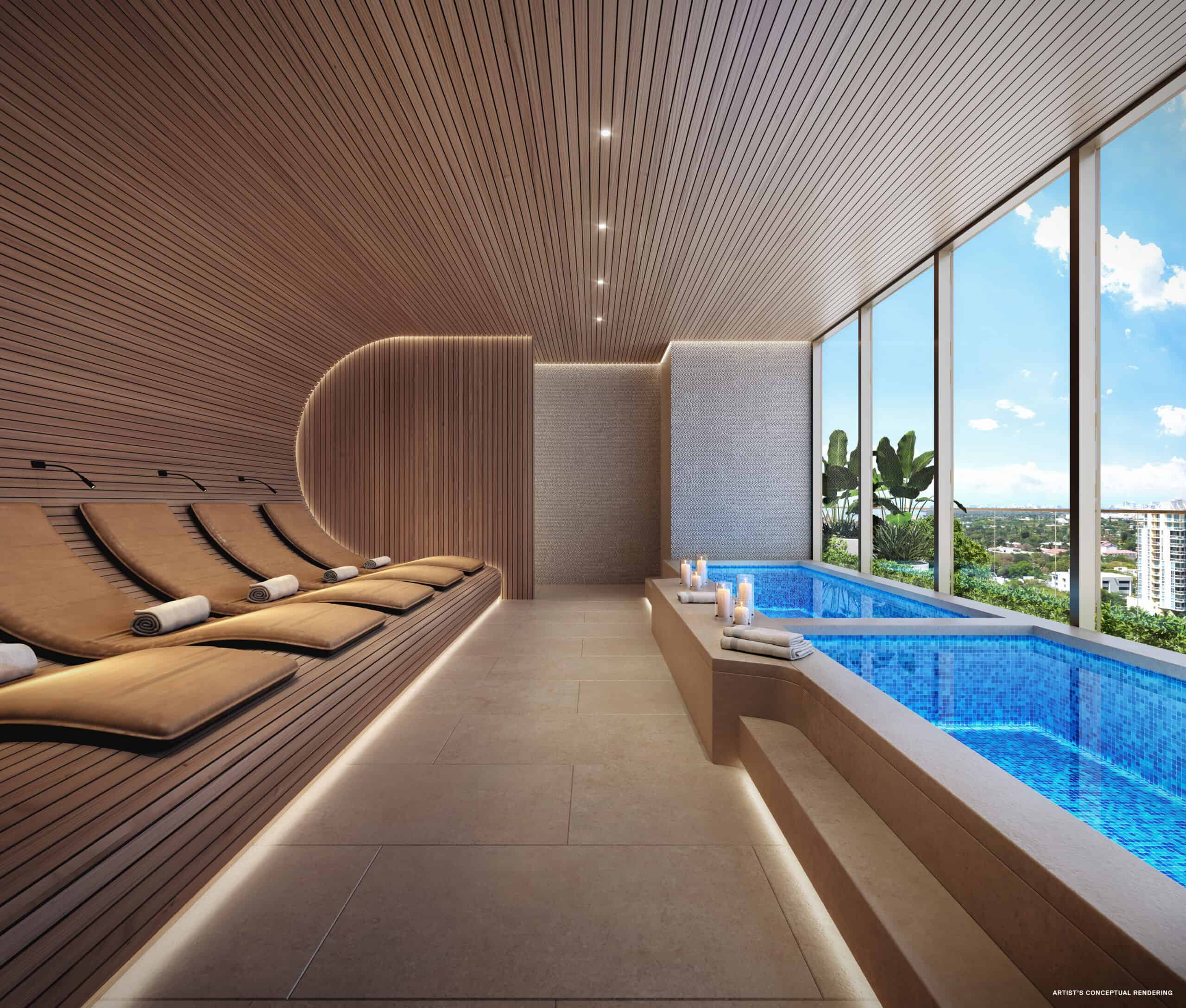 Wellness spa with plunge pools at Andare Residences by Pininfarina
